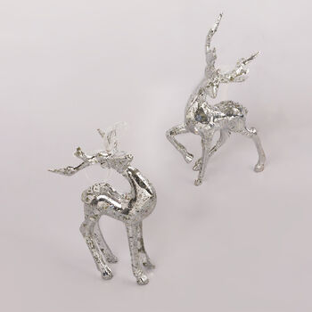 G Decor Set Of Two Glass Reindeer Christmas Decorations, 2 of 4