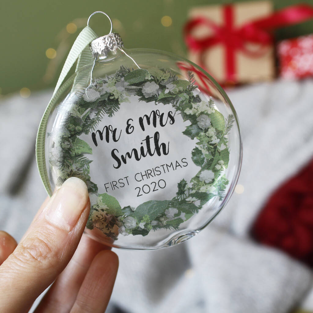 First Christmas As Mr And Mrs Wreath Bauble By Olivia Ltd