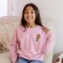 Baby Pink Kids Embroidered Lightning Bolt Sweatshirt, thumbnail 1 of 5