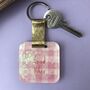 Personalised Pink Gingham Print Glitter Keyring, thumbnail 3 of 7