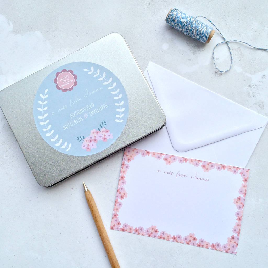 Personalised Floral Notecards Gift Set By Molly Moo Designs