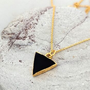 The Triangle Black Tourmaline Necklace, Gold, 2 of 6