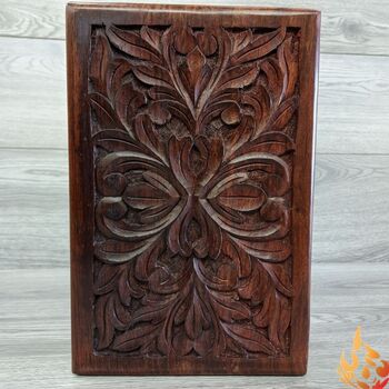 Carved Tree Floral Wooden Box Eco Design, 5 of 6