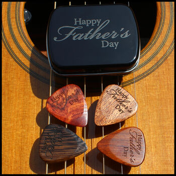 Happy Father's Day Tin With Four Acoustic Guitar Picks, 2 of 9