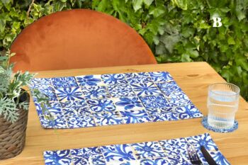 Mediterranean Pattern Placemat And Coaster Set, 3 of 11