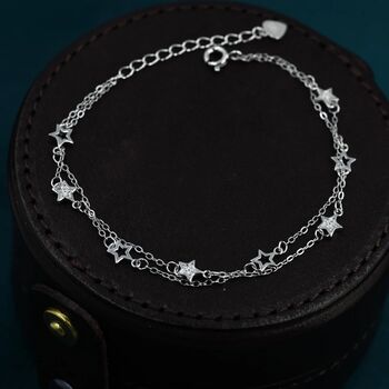 Double Layer Star Bracelet In Sterling Silver, 2 of 10