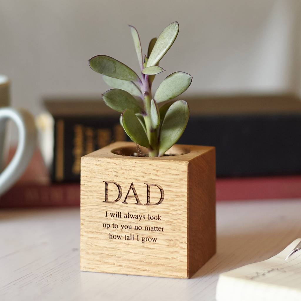 Personalised Solid Oak Micro Plant Pot, 1 of 7
