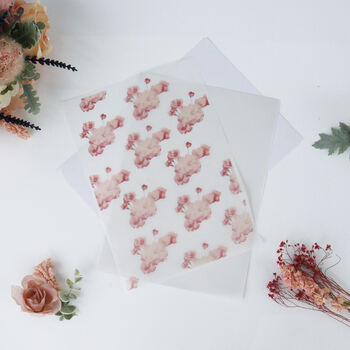 Printed Vellum Pink Flower Paper, 6 of 8