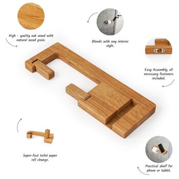 Luxury Toilet Paper Rack Oak Wood, 8 of 10