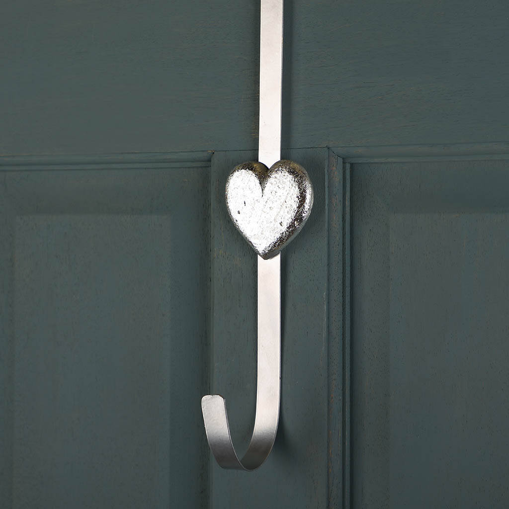 Silver Heart Over Door Wreath Hanger By Dibor