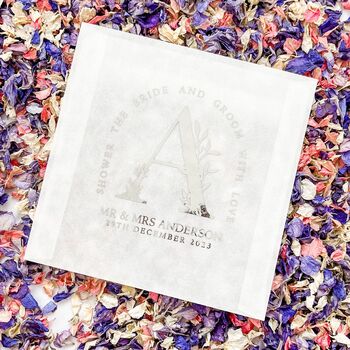 Set Of 10 Foil Initial Monogram Wedding Confetti Bags, 2 of 2