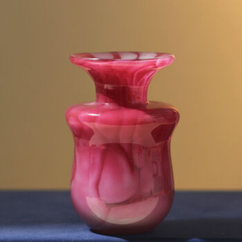 Vintage Mid Century Mottled Glass Bud Vase Pink, 2 of 3
