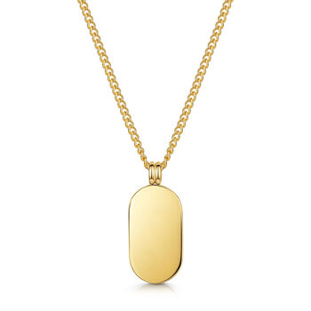Pill Dog Tag Necklace 18 K Gold Plated Steel, 7 of 7