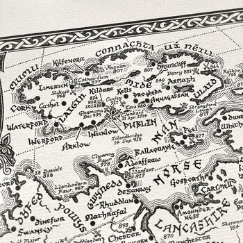 Viking Britain Map Hand Drawn Fine Art Print, 9 of 12