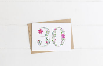 Recycled Floral 30th Birthday Card, 2 of 2