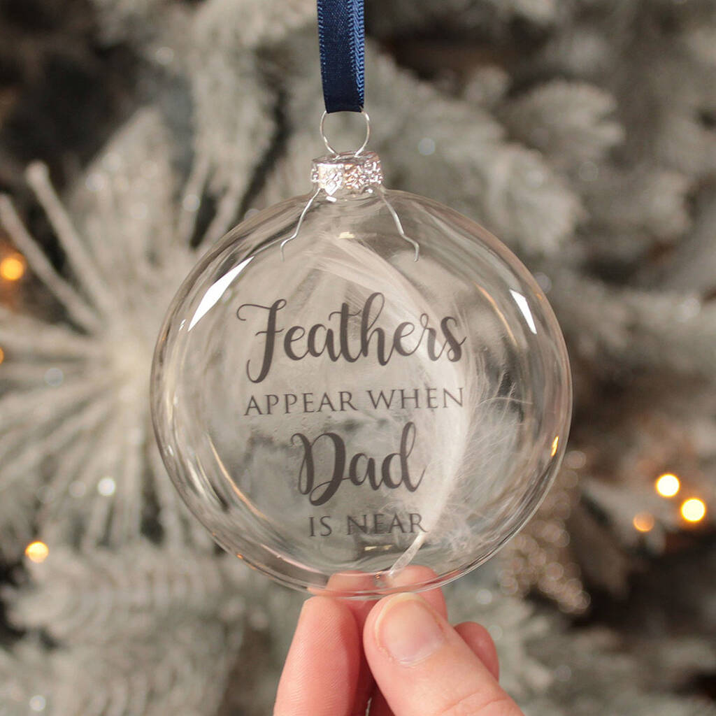 Personalised Glass Feathers Appear Christmas Bauble, 1 of 5