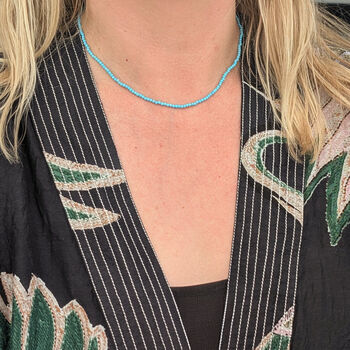 Turquoise Skinny Gemstone Bead Necklace, 2 of 7