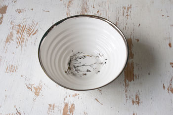 Porcelain Serving Bowl With Winter Twig Drawing, 7 of 12