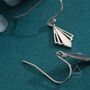 Sterling Silver Art Deco Inspired Small Rhombus Drop Earrings, thumbnail 2 of 11