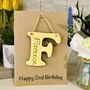 Personalised 2nd Birthday Letter Wooden Keepsake Card, thumbnail 2 of 11