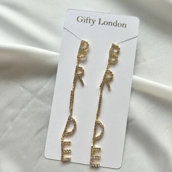 Wifey Silver Bride To Be Dangle Diamante Earrings, 2 of 5