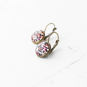 Pink Leopard Pattern Earrings, 9 of 10
