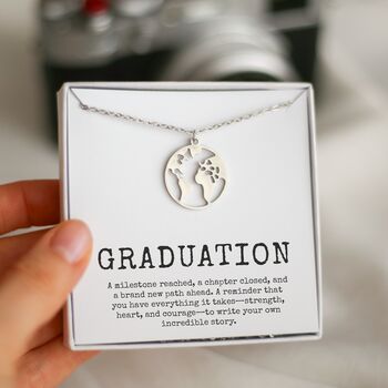 Graduation Necklace Gift, World Map Charm, 10 of 11