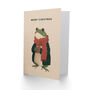Frog With Scarf Cardigan And Hot Chocolate Christmas Card, thumbnail 2 of 4