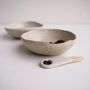 Handmade Oatmeal Satin Pottery Salt + Pepper Bowls, thumbnail 1 of 6