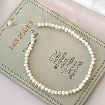 Elizabeth Ivory Silver Pearl Baroque Gala Charm Necklace, 2 of 4