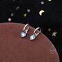 Moonstone Heart Dangle Huggie Hoop Earrings, thumbnail 5 of 9