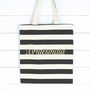 Personalised Black Striped Tote Bag, Bridal, thumbnail 2 of 2
