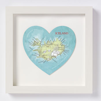 Personalised Iceland Map Heart Wedding Anniversary Gift, 3 of 6