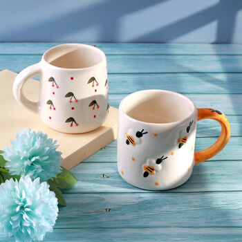 G Decor Handmade And Hand Painted Bee And Cherry Mug, 2 of 5