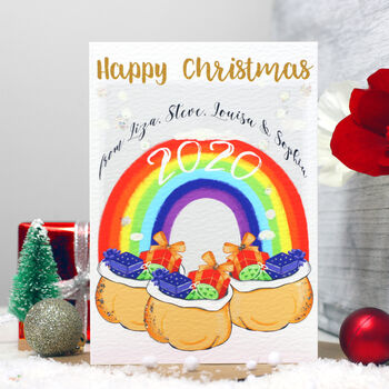 Rainbow Family Name Christmas Card Pack Of Eight, 3 of 11