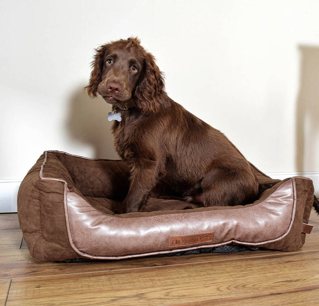 Luxury Quilted Dog Bed With Faux Leather, 1 of 7