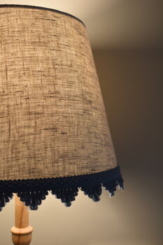 Natural French Drum Lampshade With A Blue Trim, 2 of 9