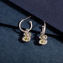 Peridot Recycled Silver Hoop Earrings August Birthday, thumbnail 2 of 5