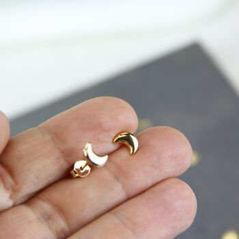 Crescent Moon Stud Earrings, 2 of 10