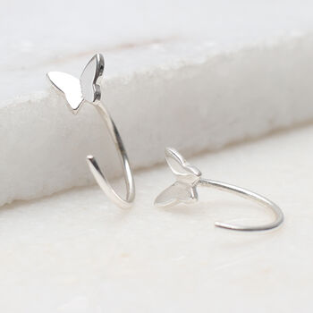 Sterling Silver Butterfly Pull Through Earrings, 2 of 6