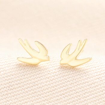 Flying Bird Stud Earrings In Gold, 2 of 5