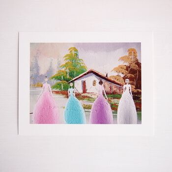 Giclee Print Of Girls In Pastel Dresses, 2 of 4