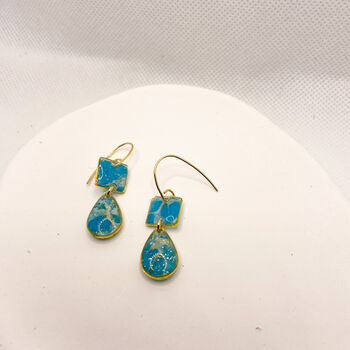 Turqoise Dainty Drop, Clay And Resin Earrings, 5 of 12