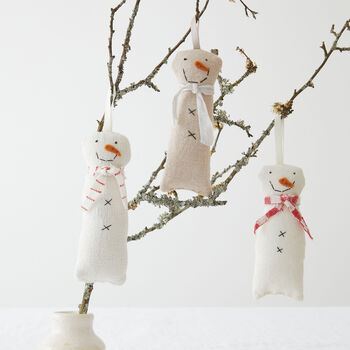 Festive Christmas White Snowman Hanging Decoration, 2 of 5