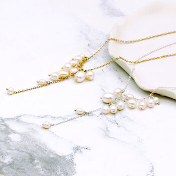 Delicate Black Or White Pearl Waterfall Necklace, 8 of 12