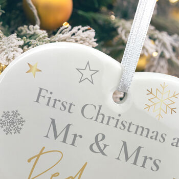 First Christmas As Ceramic Heart Hanging Decoration Bauble+ Gift Box, 4 of 7