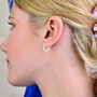 Sterling Silver Sunburst Huggie Hoop Earrings, thumbnail 2 of 6