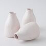 Set Of Three Glazed White Ceramic Flower Vase, thumbnail 1 of 4
