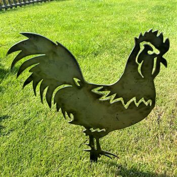 Rooster Cockerel Metal Art Garden Stake, 2 of 8