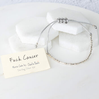 Fuck Cancer Sterling Silver Morse Code Bracelet, 3 of 9